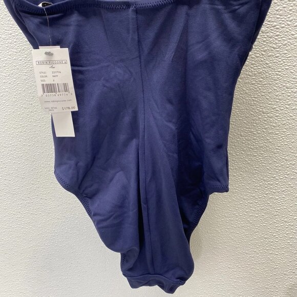 Robin Piccone Ava Knit One-Piece Swimsuit • Size 2 • Navy • Front Tie - Picture 3 of 8